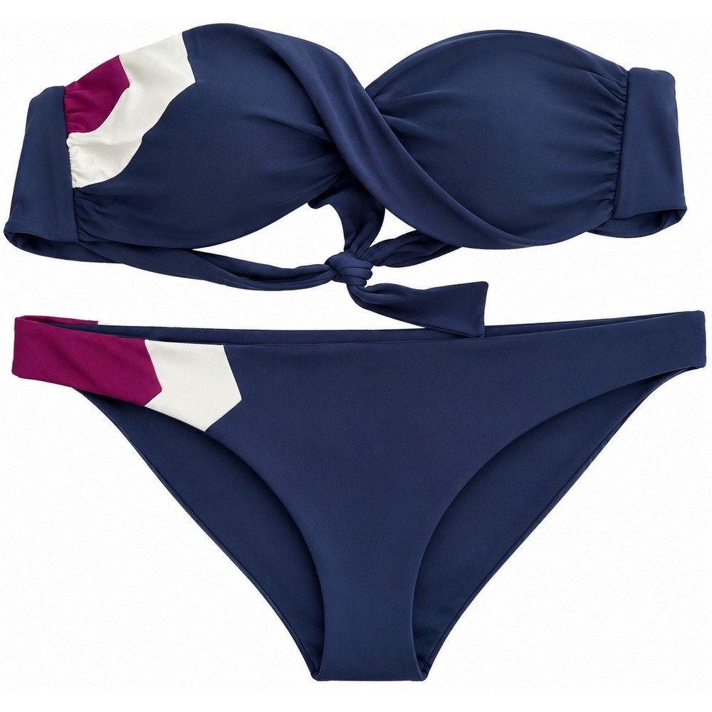 L*Space Navy Twist Bandeau Bikini Set Colorblock‎ Swim Beach Resort Vacation L